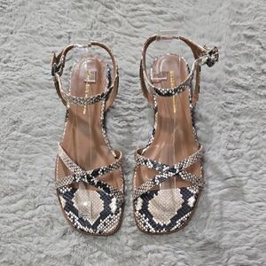 Margaux The Flat Sandals in Natural Python Embossed leather size 9